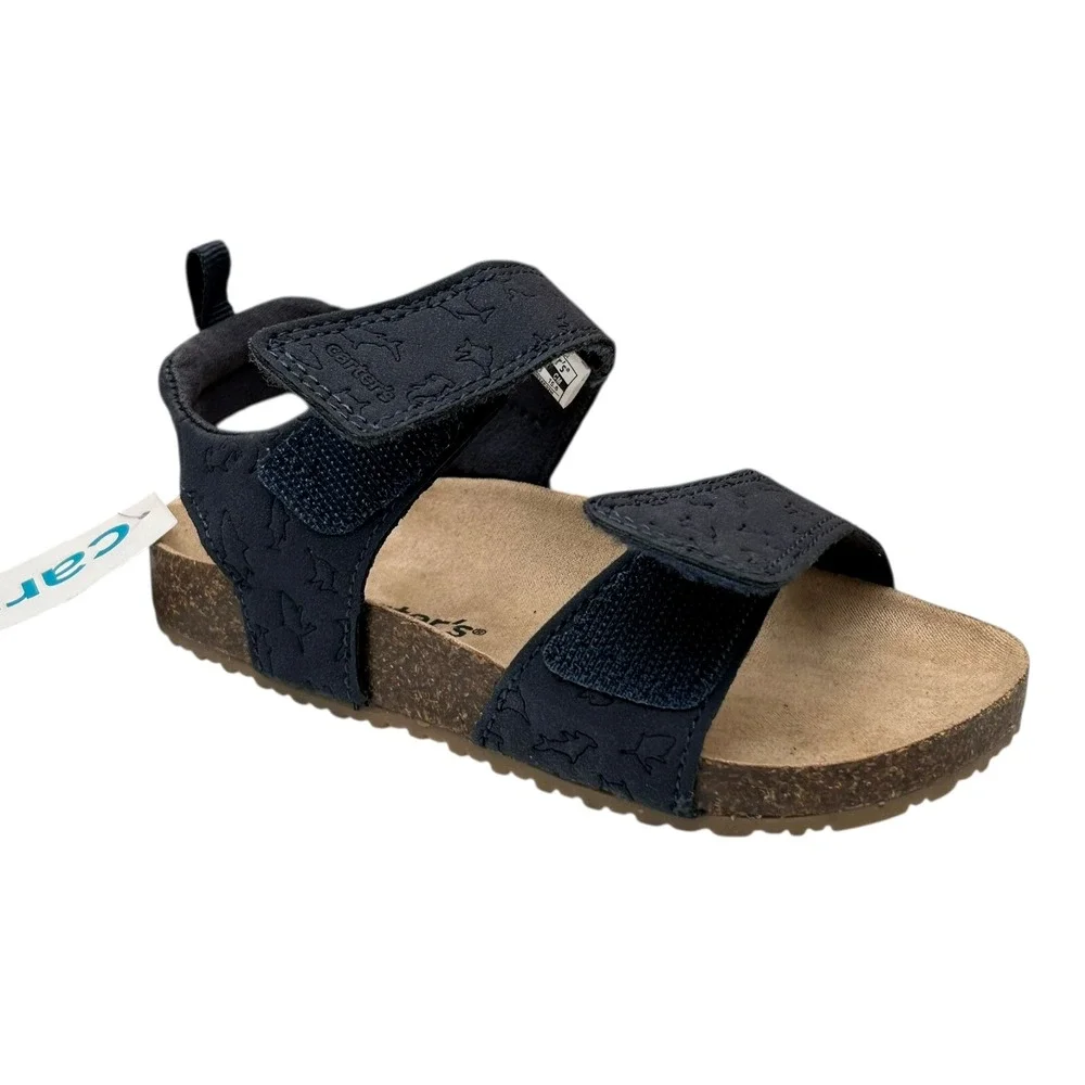 Carter's Toddler‎ Boys Slip-on Sandals Sz 10 Navy Blue Adjustable Straps Comfort